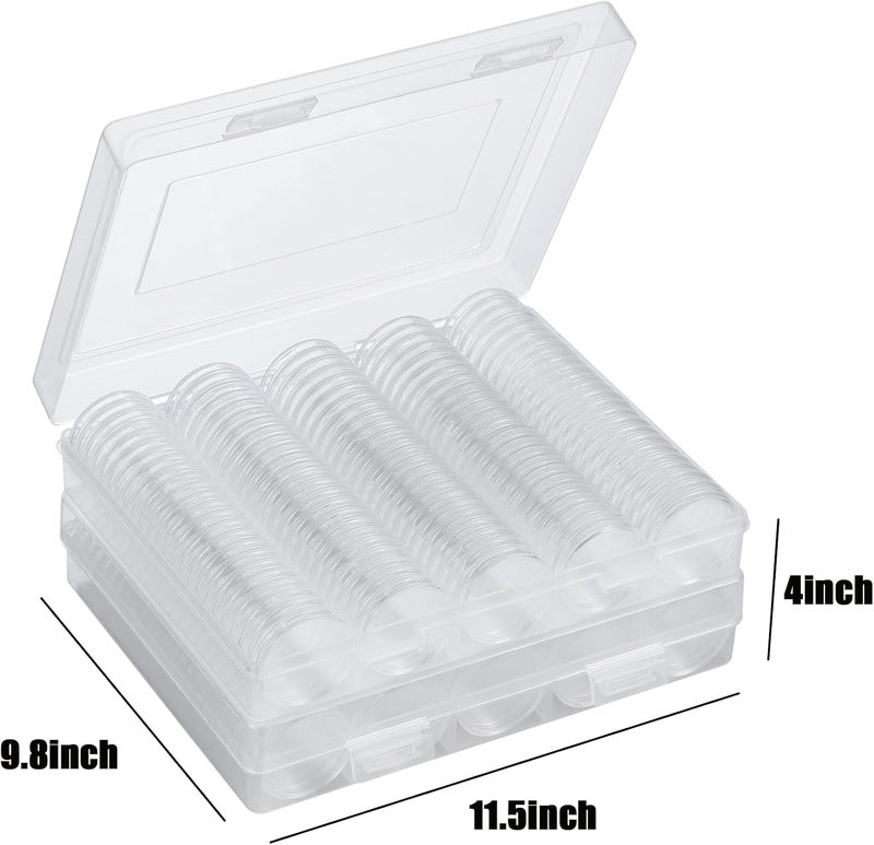 MUQING 240 PCS 30mm Plastic Coin Capsule Holder, 5 Sizes Protect Gasket Coin Case for Collectors, Round Coin Collecting Supplies with Storage Box - Image 2